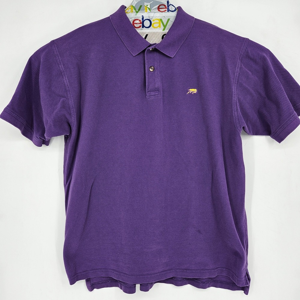 Perlis Shirt Mens 2XL Polo Short Sleeve Purple Crawfish Logo Casual Preppy‎